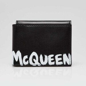 Alexander McQueen Black/White Leather Graffiti Bifold Wallet
